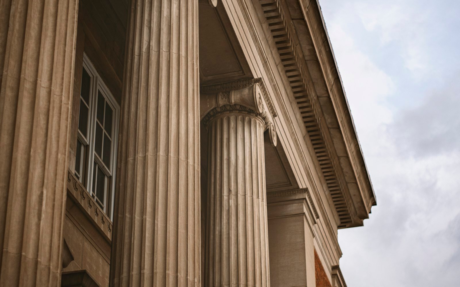 Stone columns at the entrance of a public building