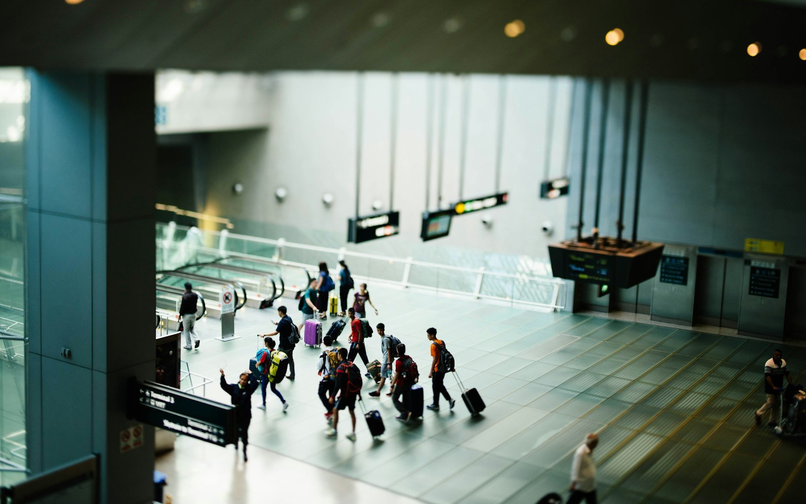 Airport terminal with travellers